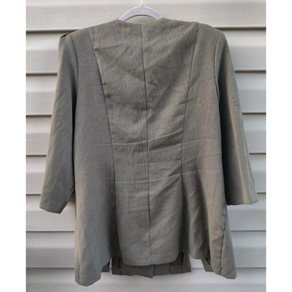 Vintage I.S.B. Inc Womens Skirt Suit Size 16 Blazer Gray Plaid Lace 2 Piece Set - Picture 13 of 16